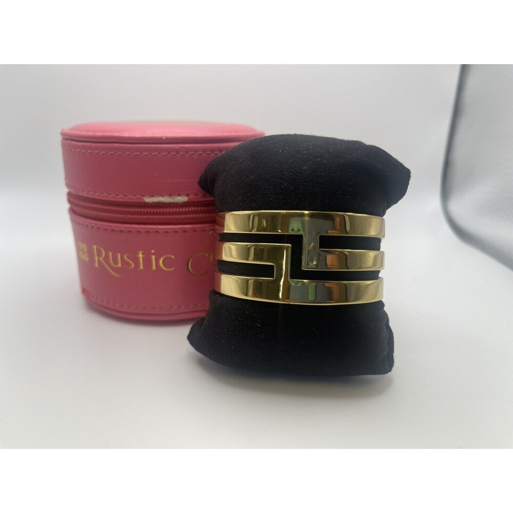 Rustic Cuff Gold Tone Cutout Geometric Cuff Bracelet